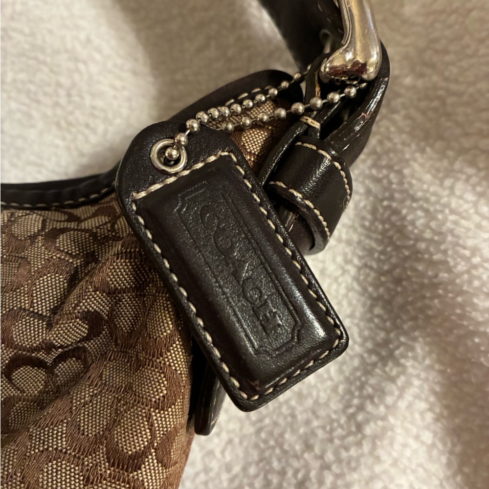 Vintage COACH Soho Brown Leather Khaki Y2K Mini Signature C Hobo #6351 EUC - Picture 3 of 13